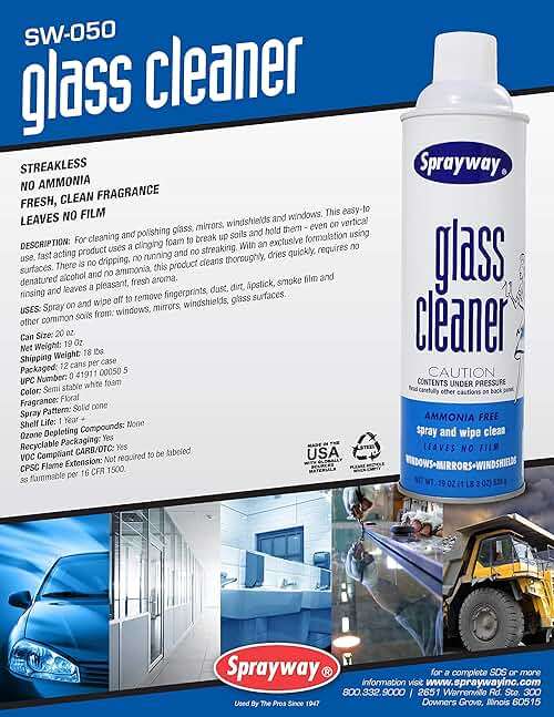 Sprayway Glass Cleaner with Foaming Spray for a Streak-Free Shine for Home and Automotive Use, 19 oz., Pack of 6 - Image 6