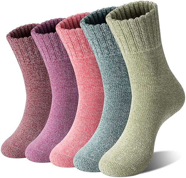 Loritta Wool Socks for Women Warm Winter Socks Knit Crew Calf Hiking Boot Sock Stocking Stuffers Gifts - Image 1