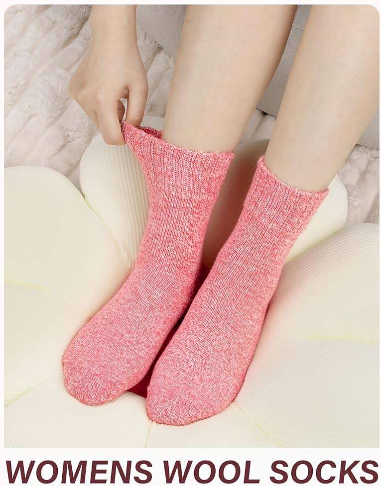Loritta Wool Socks for Women Warm Winter Socks Knit Crew Calf Hiking Boot Sock Stocking Stuffers Gifts - Image 5