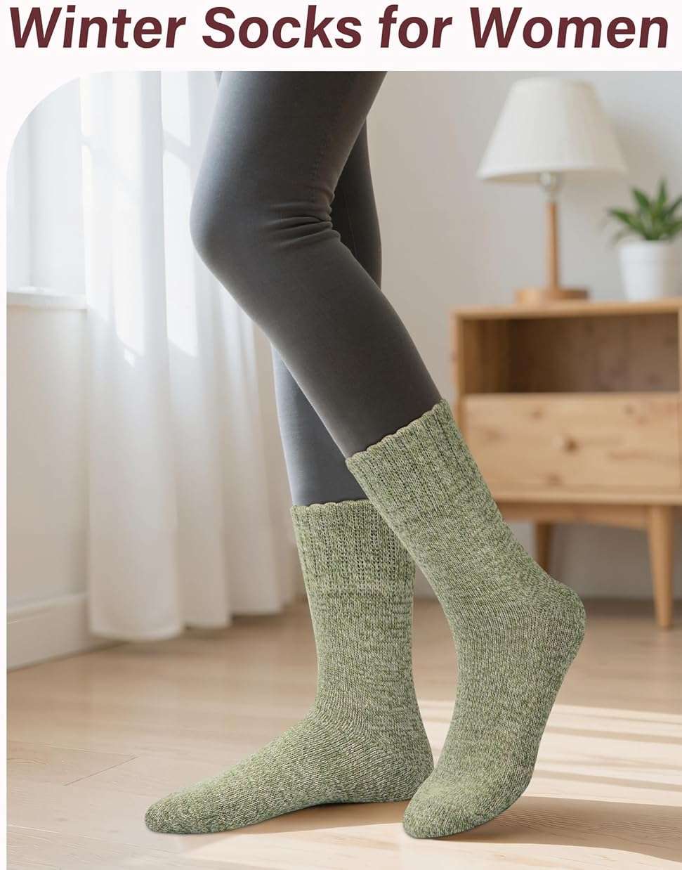 Loritta Wool Socks for Women Warm Winter Socks Knit Crew Calf Hiking Boot Sock Stocking Stuffers Gifts - Image 7