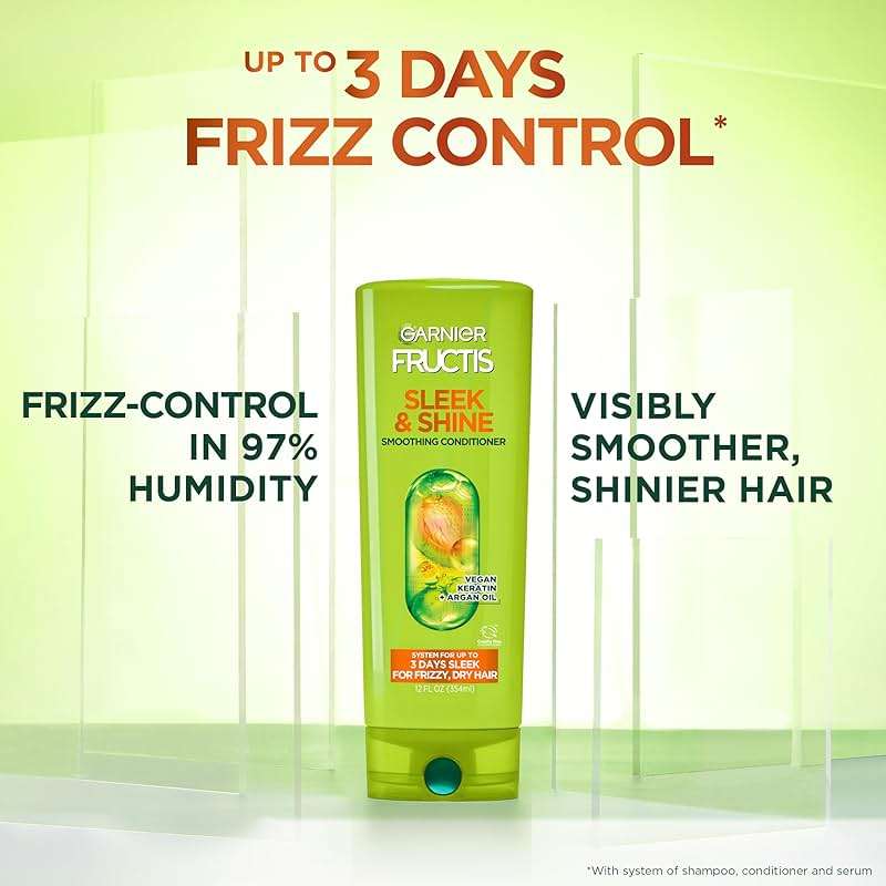 Garnier Fructis Sleek & Shine Conditioner, Frizzy, Dry, Unmanageable Hair, 21 fl. oz.(Packaging May Vary) - Image 3