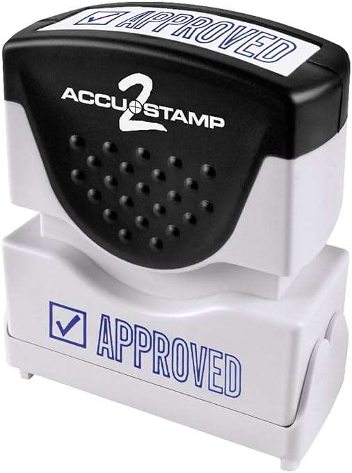 Accu-Stamp2® Pre-Inked Message Stamp, Approved, 1/2" x 1 5/8", Blue - Image 1
