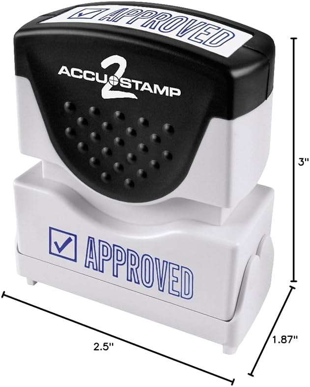 Accu-Stamp2® Pre-Inked Message Stamp, Approved, 1/2" x 1 5/8", Blue - Image 2