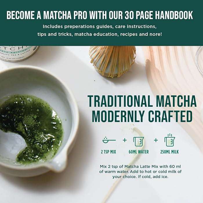 Jade Leaf Matcha - Traditional Starter Set - Japanese Matcha Gift Set Includes: Bamboo Whisk (Chasen), Scoop (Chashaku), Stainless Steel Sifter, Fully Printed Handbook - Image 5