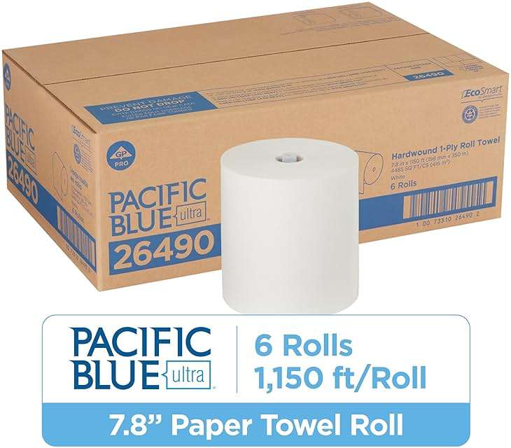 Pacific Blue Ultra by Georgia-Pacific PRO 8” High-Capacity Paper Towel Rolls, White, 1150 Linear Feet Per Roll, 6 Rolls Per Case, 26490 - Image 2