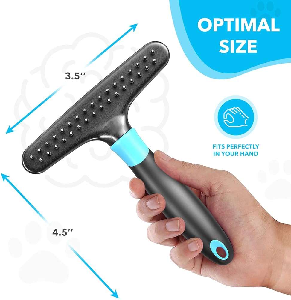 DOGI Deshedding Brush - Undercoat Rake for Dogs, Cats, Matted, Short, Long Hair Coats - Double Row Stainless Steel Pins - Reduce Shedding by 90% (Blue) - Image 5