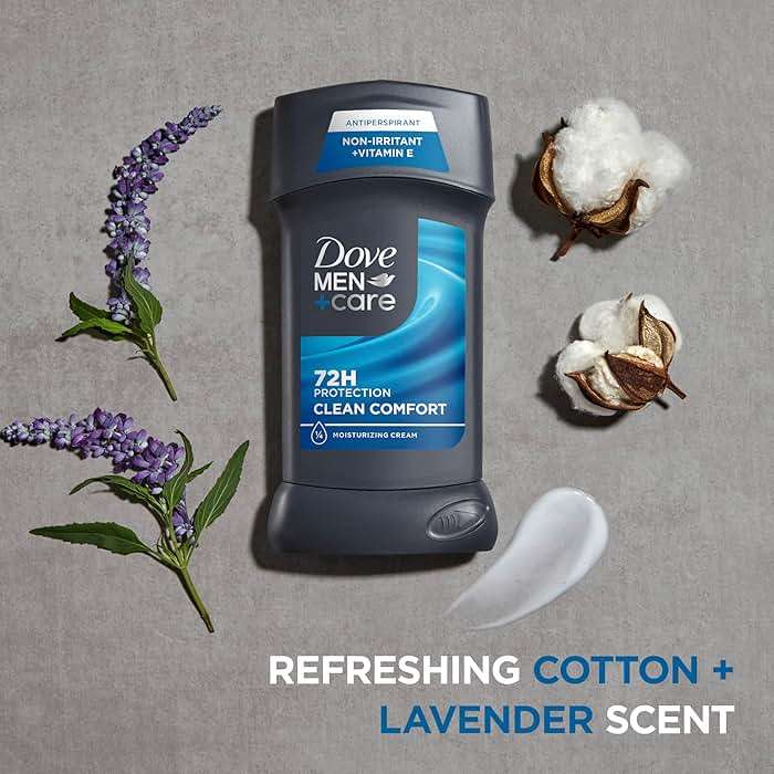 Dove Men+Care Antiperspirant Deodorant Stick 4 Count Clean Comfort 72-Hour Sweat & Odor Protection Antiperspirant for Men With 1/4 Moisturizing Cream 2.7 oz - Image 5