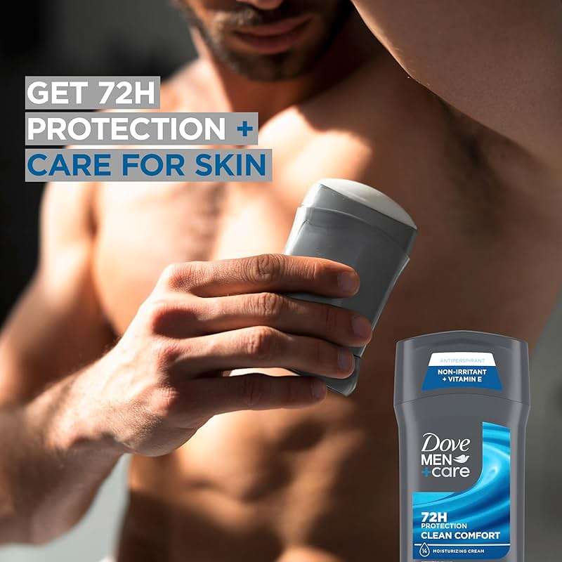 Dove Men+Care Antiperspirant Deodorant Stick 4 Count Clean Comfort 72-Hour Sweat & Odor Protection Antiperspirant for Men With 1/4 Moisturizing Cream 2.7 oz - Image 6