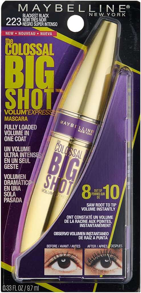 Maybelline New York Volum' Express The Colossal Big Shot Washable Mascara, Blackest Black, 0.33 fl. oz. - Image 2