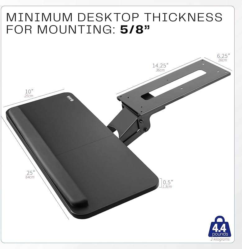 VIVO Adjustable Computer Keyboard & Mouse Platform Tray Ergonomic Under Table Desk Mount Drawer Underdesk Shelf (MOUNT-KB03B) - Image 2