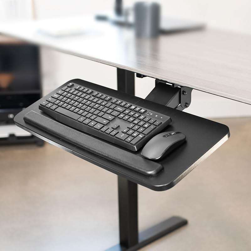 VIVO Adjustable Computer Keyboard & Mouse Platform Tray Ergonomic Under Table Desk Mount Drawer Underdesk Shelf (MOUNT-KB03B) - Image 3