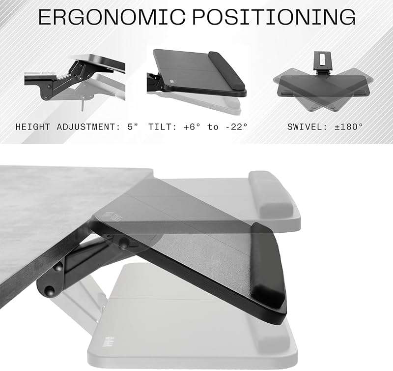 VIVO Adjustable Computer Keyboard & Mouse Platform Tray Ergonomic Under Table Desk Mount Drawer Underdesk Shelf (MOUNT-KB03B) - Image 4