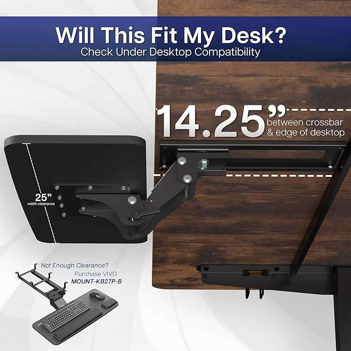 VIVO Adjustable Computer Keyboard & Mouse Platform Tray Ergonomic Under Table Desk Mount Drawer Underdesk Shelf (MOUNT-KB03B) - Image 5