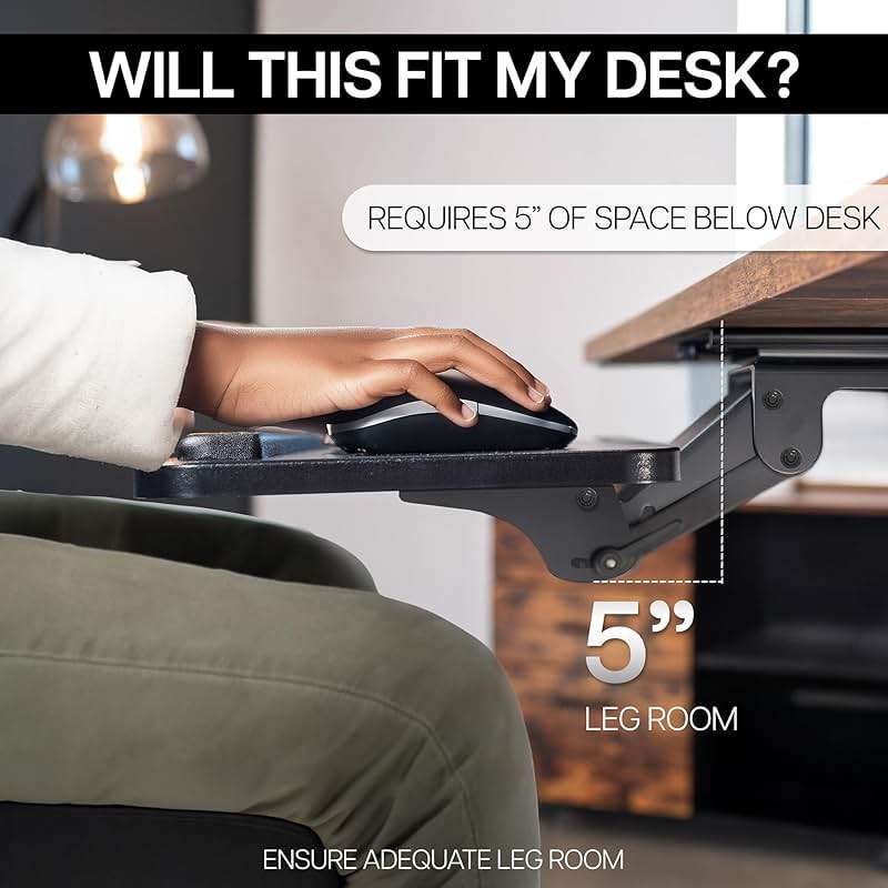 VIVO Adjustable Computer Keyboard & Mouse Platform Tray Ergonomic Under Table Desk Mount Drawer Underdesk Shelf (MOUNT-KB03B) - Image 6