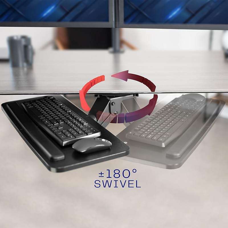VIVO Adjustable Computer Keyboard & Mouse Platform Tray Ergonomic Under Table Desk Mount Drawer Underdesk Shelf (MOUNT-KB03B) - Image 7