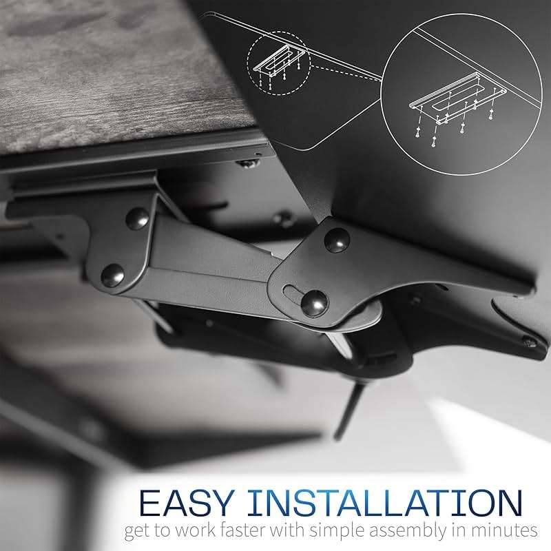 VIVO Adjustable Computer Keyboard & Mouse Platform Tray Ergonomic Under Table Desk Mount Drawer Underdesk Shelf (MOUNT-KB03B) - Image 9