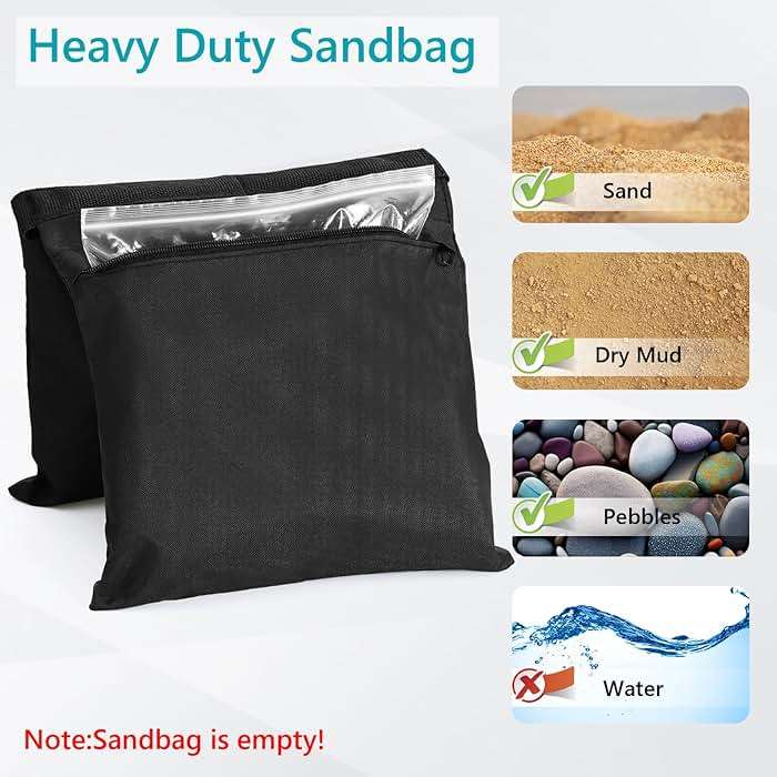 ABCCANOPY Photography Sandbag for Video Stand, Heavy Duty Weight Bags for Light Tripod, Camping Chair, 4 Packs (Black) No Sand - Image 4