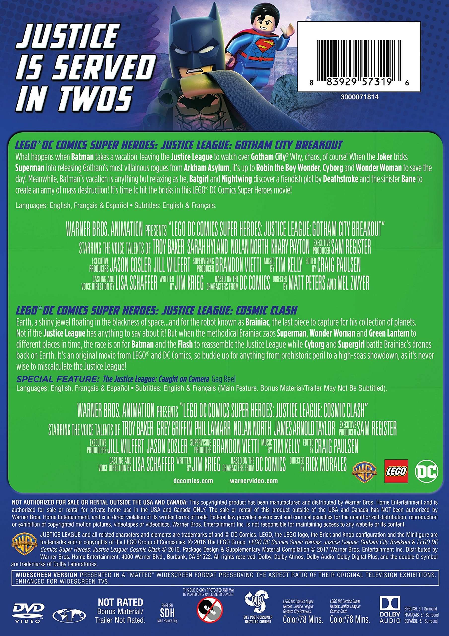 LEGO DC Super Heroes: Justice League: Gotham City Breakout/Cosmic Clash (DBFE) (DVD) - Image 2