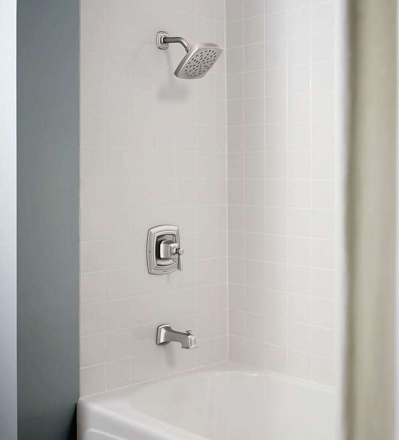Moen Conway Spot Resist Brushed Nickel Bathroom Shower Trim Kit with Square Showerhead, Handle, Tub Spout, and Posi-Temp Valve Included, 82922SRN - Image 3