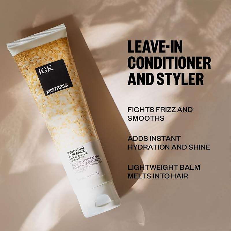 IGK Mistress Hydrating Hair Balm | Leave-In Conditioner + Smoothing Styling Cream | Frizz Control for Dry, Curly & Wavy Hair | Coconut Oil Treatment | Vegan - Image 2