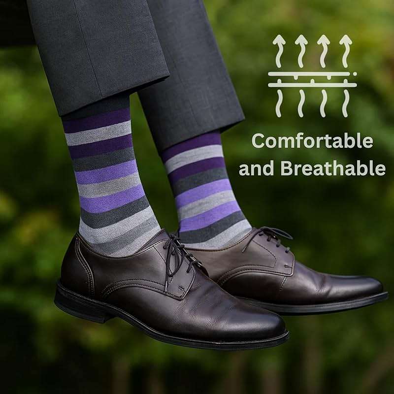 Alpine Swiss Mens Dress Socks 6 Pair Crew Sock Cotton Dress Socks for Men Solid Ribbed Argyle Pattern Multicolor Fun Designs - Image 3