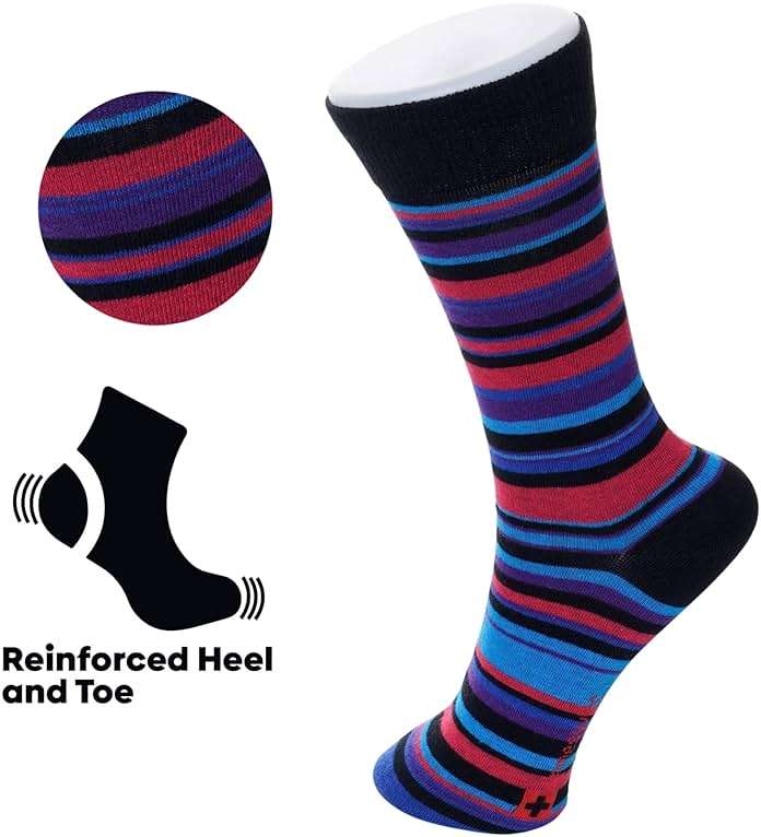 Alpine Swiss Mens Dress Socks 6 Pair Crew Sock Cotton Dress Socks for Men Solid Ribbed Argyle Pattern Multicolor Fun Designs - Image 4