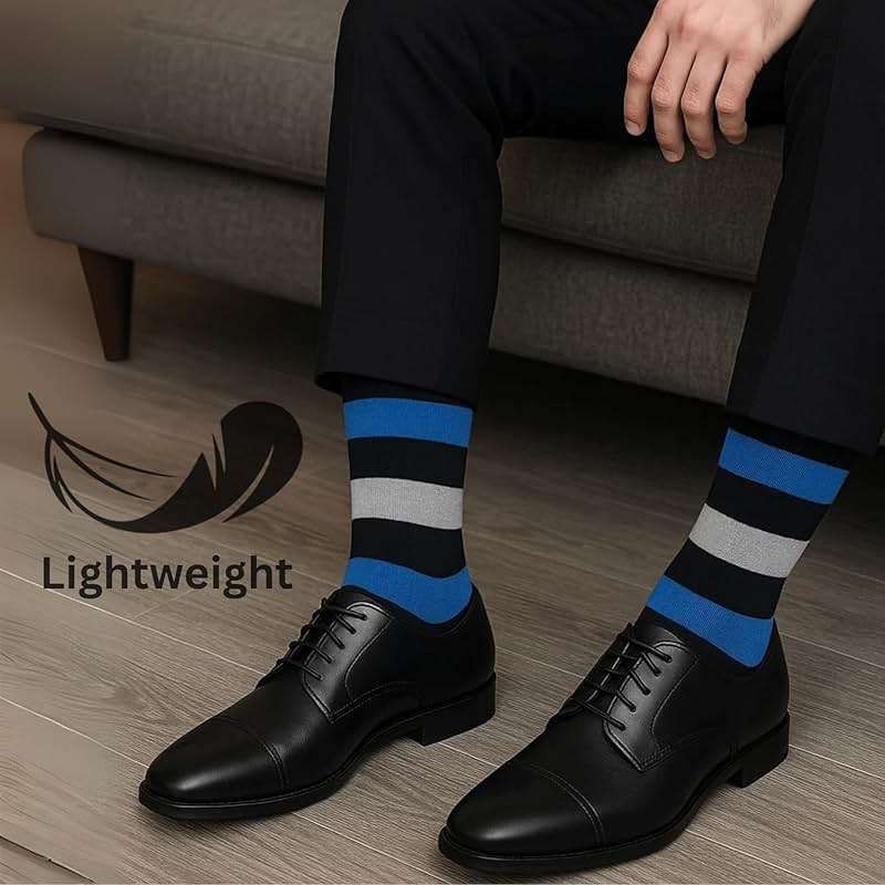 Alpine Swiss Mens Dress Socks 6 Pair Crew Sock Cotton Dress Socks for Men Solid Ribbed Argyle Pattern Multicolor Fun Designs - Image 5