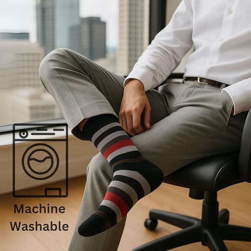Alpine Swiss Mens Dress Socks 6 Pair Crew Sock Cotton Dress Socks for Men Solid Ribbed Argyle Pattern Multicolor Fun Designs - Image 6