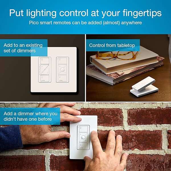Lutron Caseta Deluxe Smart Dimmer Switch Kit, 2 Dimmer Switches, 2 Wall Plates, 2 Pico Remotes, and Smart Hub, No Neutral Required, Works with Alexa, Apple Home, Ring, & Google Home, P-BDG-PKG2W-A - Image 3