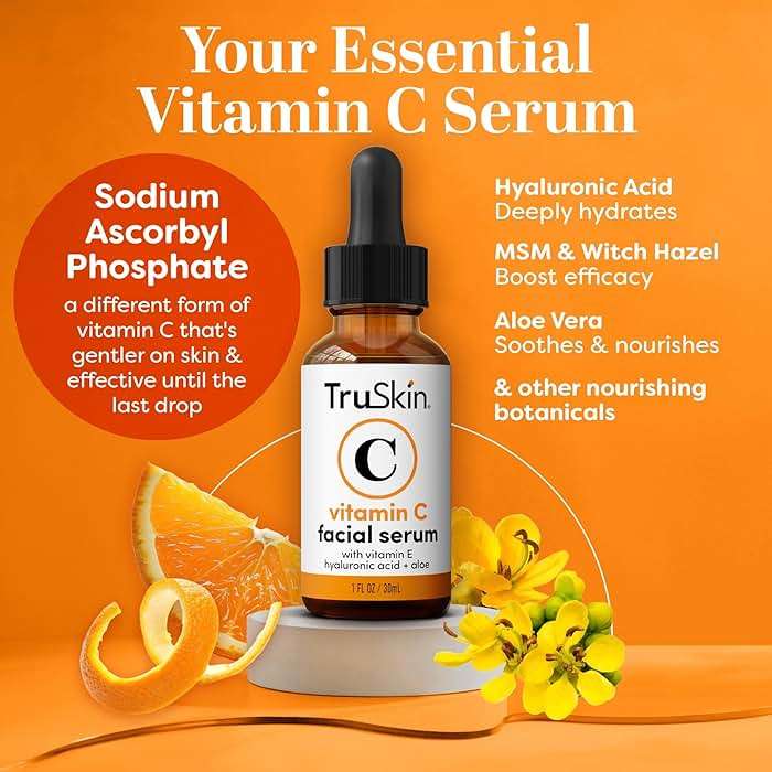 TruSkin Vitamin C Serum for Face - Anti Aging Face Serum with Hyaluronic Acid & Vitamin E - Brightening Formula for Improving Appearance of Dark Spots, Fine Lines & Wrinkles - All Skin Types, 1 fl oz - Image 2