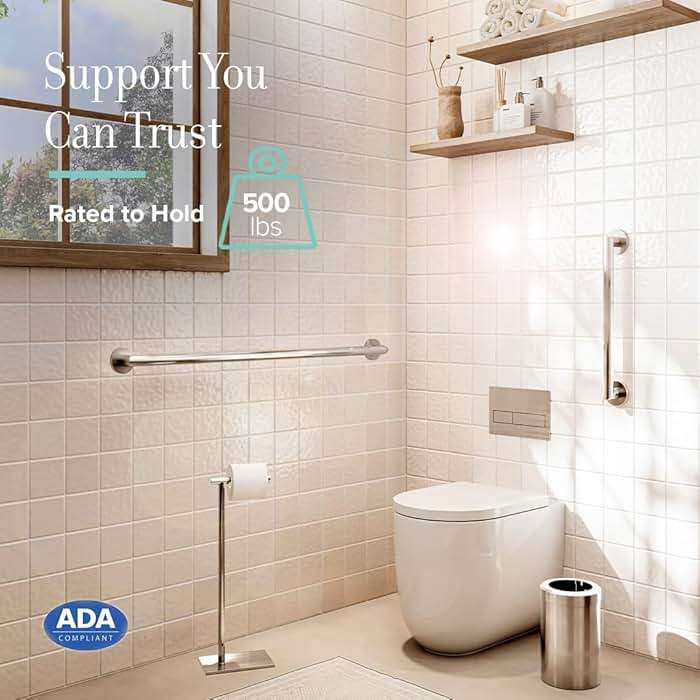 Gatco 970 Glam Shower Grab Bar, 12 Inch, ADA Compliant Stainless Steel, Satin Nickel, Wall Mounted Bathroom Handrail - Image 5