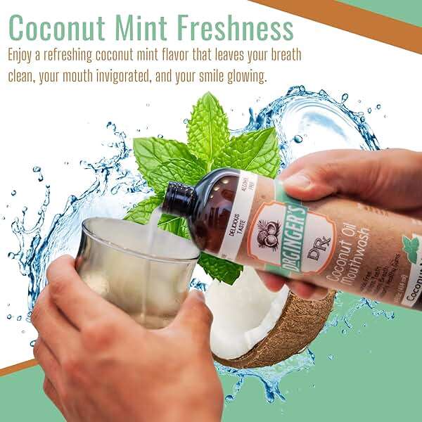 Dr Ginger’s Coconut Oil Oral Care Bundle, Coconut Mint (Toothpaste 4oz + Mouthwash 14 fl oz) – Fluoride-Free Toothpaste + Alcohol-Free Oil Pulling Mouthwash, Organic Coconut Oil + Xylitol - Image 4