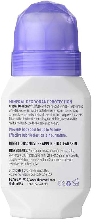 CRYSTAL Deodorant Aluminum Free Mineral Deodorant Roll-On for Women & Men, Lavender & White Tea - Paraben Free - Certified Cruelty Free & Vegan Deodorant - Prevents Odor Up to 24 Hours ,2.25 Fl Oz (Pack of 3),21661-3 - Image 2