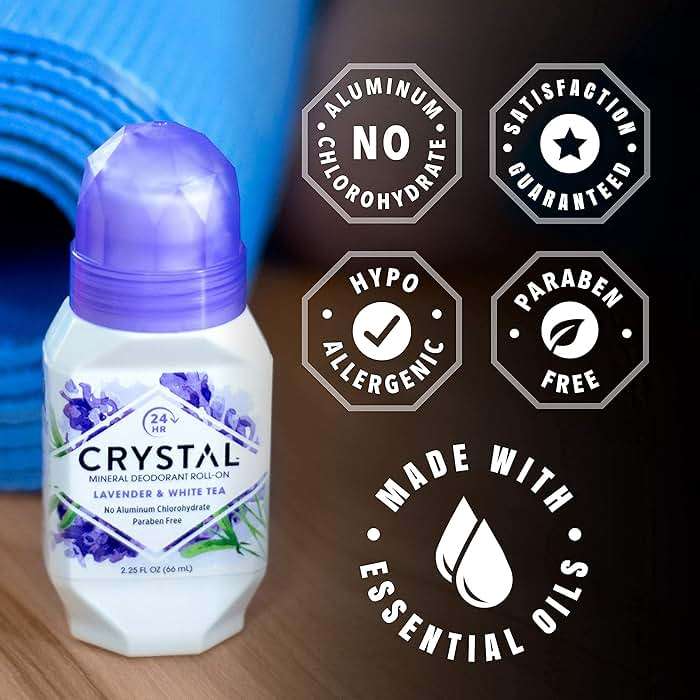 CRYSTAL Deodorant Aluminum Free Mineral Deodorant Roll-On for Women & Men, Lavender & White Tea - Paraben Free - Certified Cruelty Free & Vegan Deodorant - Prevents Odor Up to 24 Hours ,2.25 Fl Oz (Pack of 3),21661-3 - Image 7
