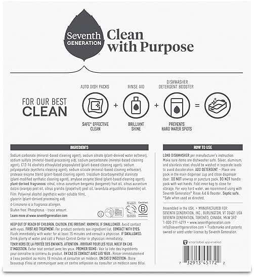 Seventh Generation Power+ Dishwasher Detergent Packs Fresh Citrus scent 1 for sparkling dishes Dishwasher tabs 70 count - Image 2