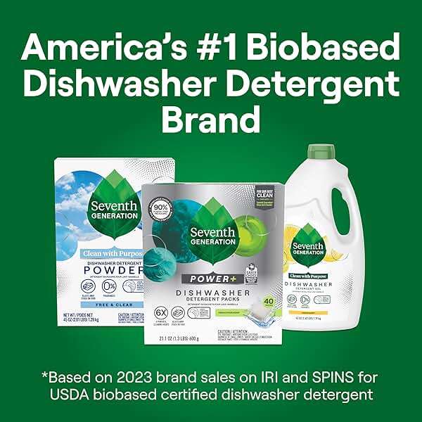 Seventh Generation Power+ Dishwasher Detergent Packs Fresh Citrus scent 1 for sparkling dishes Dishwasher tabs 70 count - Image 6