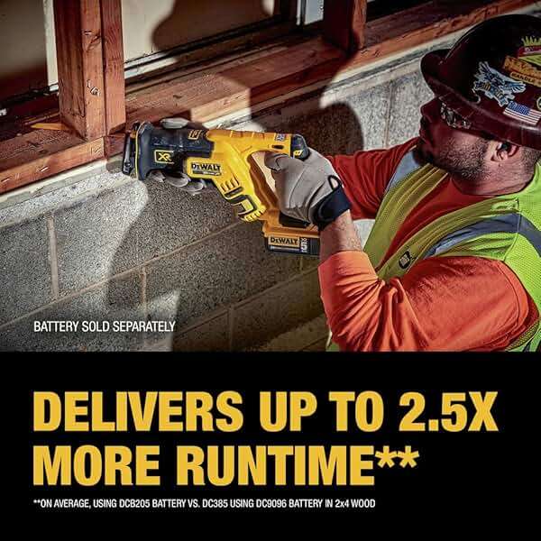 DEWALT 20V MAX XR Reciprocating Saw Cordless, Brushless, Compact,Variable Speed, Pivoting Head, LED Light, Tool Only (DCS367B) - Image 8