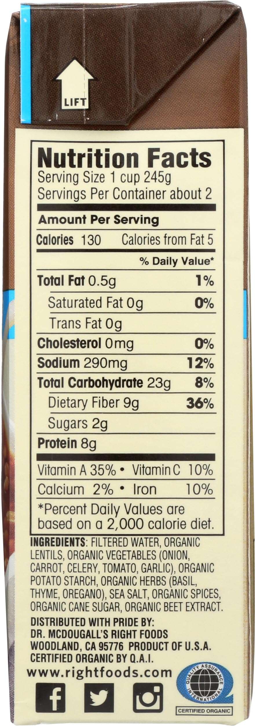 Dr Mcdougalls, Organic Low Sodium French Lentil Soup, 18 Ounce - Image 7