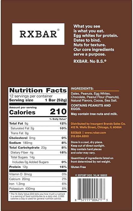 RXBAR Protein Bars, Protein Snack, Snack Bars, Peanut Butter Chocolate, 22oz Box (12 Count) - Image 9