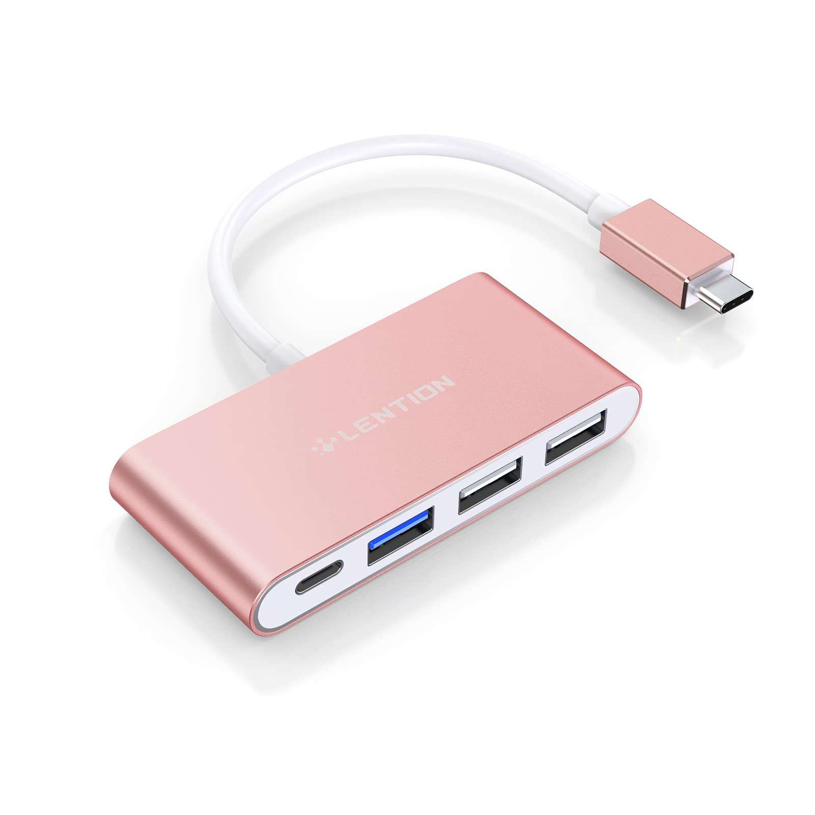 LENTION USB C Hub 4-in-1 with 100W PD, Type-C Multiport Adapter for 2016-2026 MacBook Pro/Air(M1-M5), iPad, Surface, ChromeBook, Aluminum Travel Hub for iPhone 15-17 (C13, Rose Gold) - Image 1