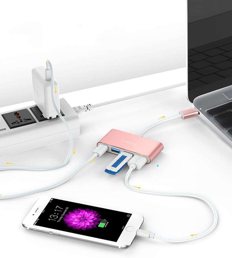 LENTION USB C Hub 4-in-1 with 100W PD, Type-C Multiport Adapter for 2016-2026 MacBook Pro/Air(M1-M5), iPad, Surface, ChromeBook, Aluminum Travel Hub for iPhone 15-17 (C13, Rose Gold) - Image 3