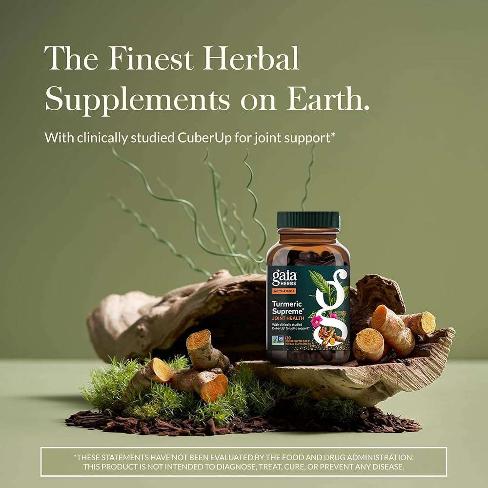 Gaia Herbs Turmeric Supreme Joint Health - Joint Support Supplement with Cucumber, Quercetin, Black Pepper, Ginger Root, Curcuminoids & More* - 120 Liquid Phyto-Caps (60 Servings) - Image 2