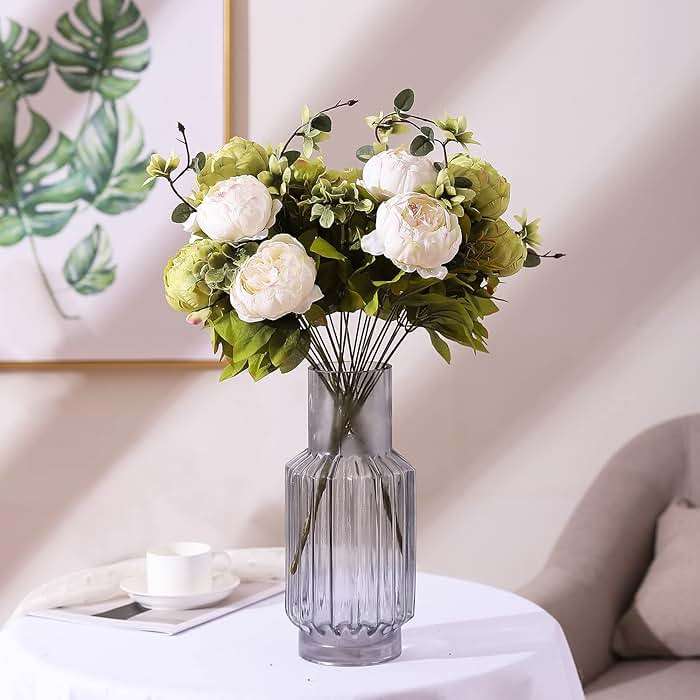 Duovlo Fake Flowers Vintage Artificial Peony Silk Flowers Wedding Home Decoration,Pack of 1 (New Green) - Image 6