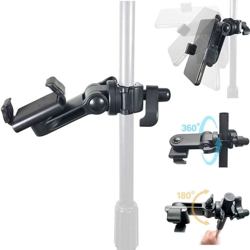 Accessory Basics Music Boom Mic Microphone Stand Smartphone Mount w/360° Swivel Adjust Holder for All Smartphones up to 3.75 inches Wide (Zoom Video Compatible) - Image 1
