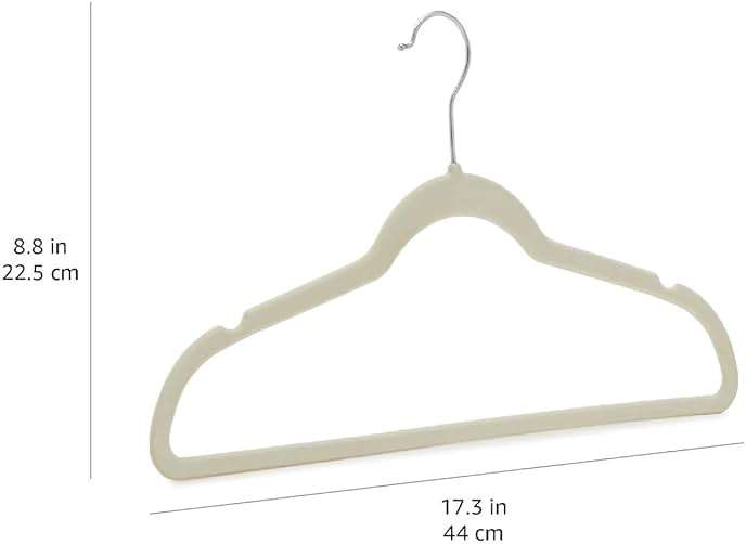 Amazon Basics Slim Velvet Non-Slip Space Saving Suit Clothes Hangers, Closet Organizer, Ivory/Beige, 30-Pack - Image 3