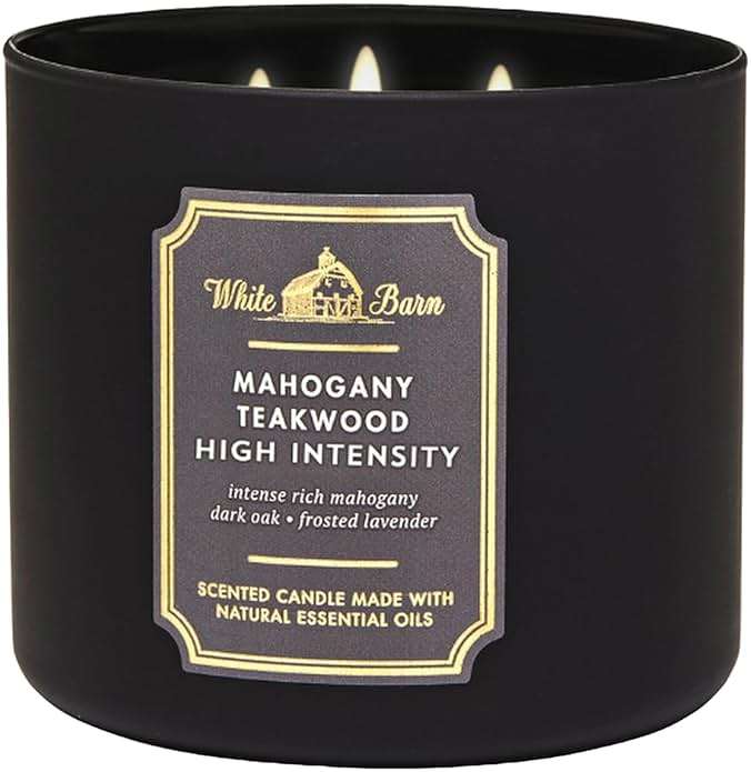 Bath & Body Works Mahogany Teakwood Intense 3-Wick Candle - Scented Candle for At-Home Use - Long-Lasting, Room-Filling Fragrance - High Fragrance Oil Concentration - Soy Wax Blend - Image 1