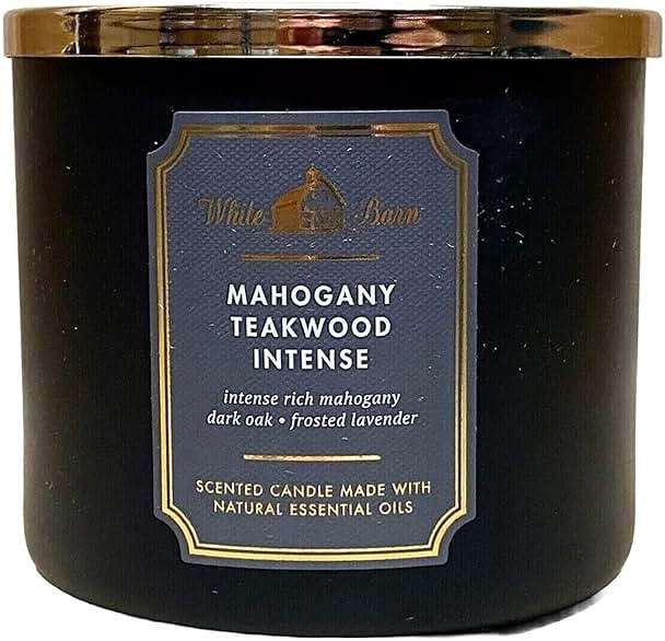 Bath & Body Works Mahogany Teakwood Intense 3-Wick Candle - Scented Candle for At-Home Use - Long-Lasting, Room-Filling Fragrance - High Fragrance Oil Concentration - Soy Wax Blend - Image 5