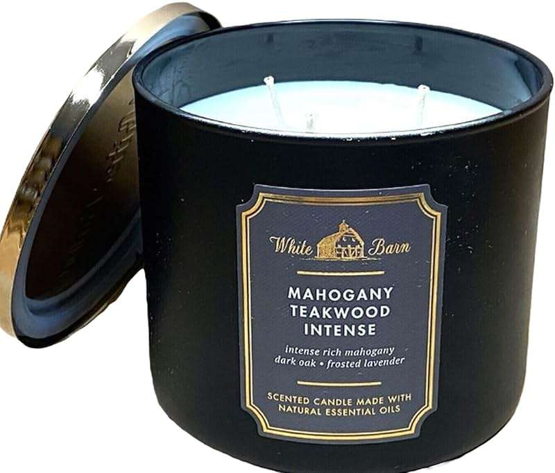 Bath & Body Works Mahogany Teakwood Intense 3-Wick Candle - Scented Candle for At-Home Use - Long-Lasting, Room-Filling Fragrance - High Fragrance Oil Concentration - Soy Wax Blend - Image 6