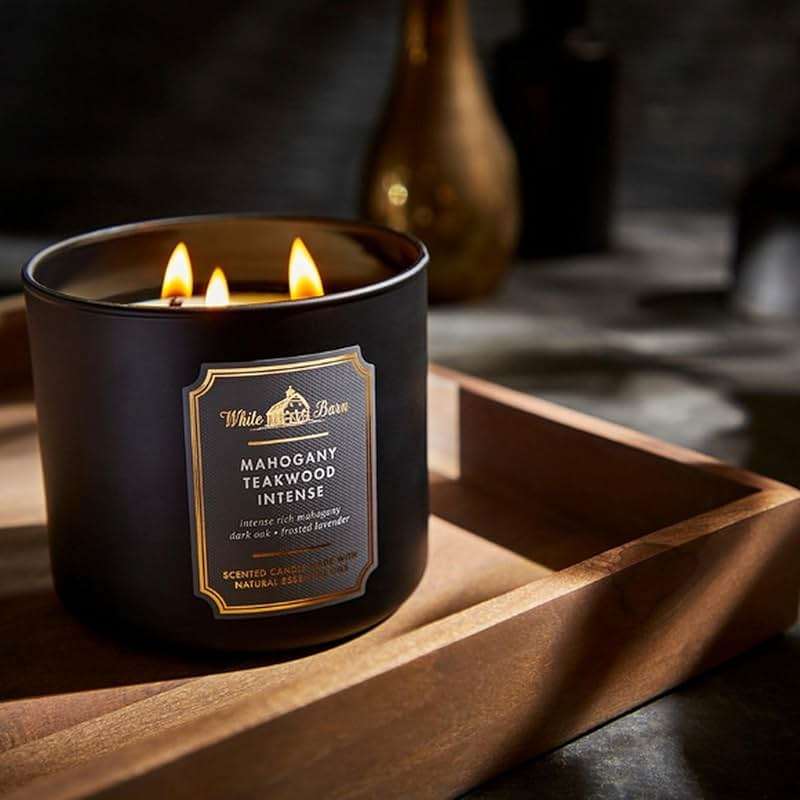Bath & Body Works Mahogany Teakwood Intense 3-Wick Candle - Scented Candle for At-Home Use - Long-Lasting, Room-Filling Fragrance - High Fragrance Oil Concentration - Soy Wax Blend - Image 8