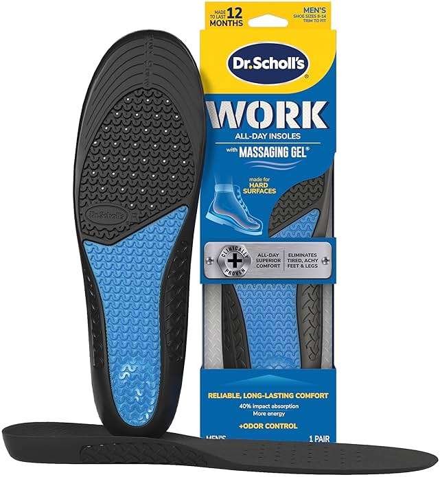Dr. Scholl's Work All-Day Superior Comfort Insoles (with) Massaging Gel, Men, 1 Pair, Trim to Fit - Image 1